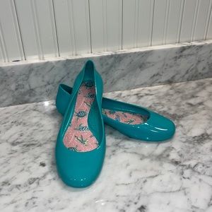 NWOT oka-b Taylor Shiny Ballet Flats Turquoise 9
